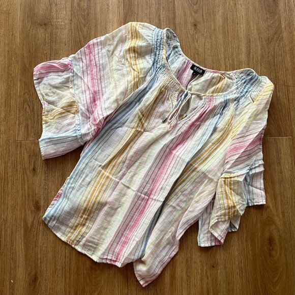ANA A New Approach Short Half Sleeve Blouse Stripe Multi Women’s Size XXL - Picture 1 of 6